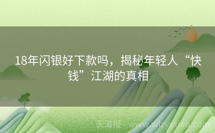 18年闪银好下款吗，揭秘年轻人“快钱”江湖的真相