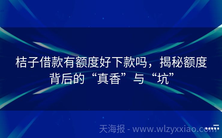 桔子借款有额度好下款吗，揭秘额度背后的“真香”与“坑”