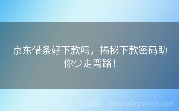 京东借条好下款吗，揭秘下款密码助你少走弯路！