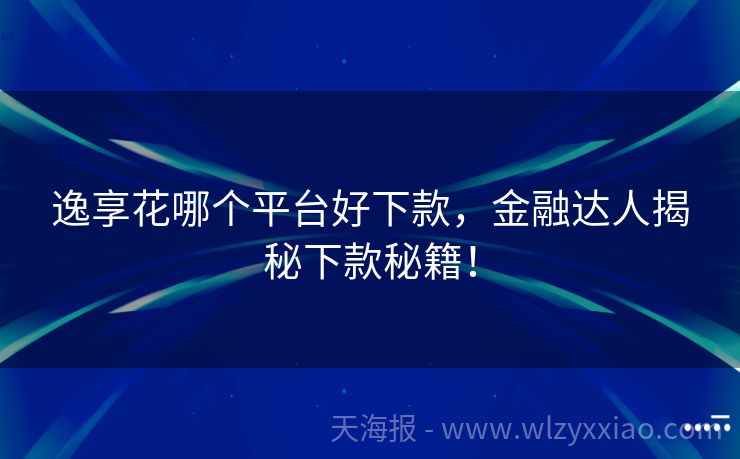 逸享花哪个平台好下款，金融达人揭秘下款秘籍！