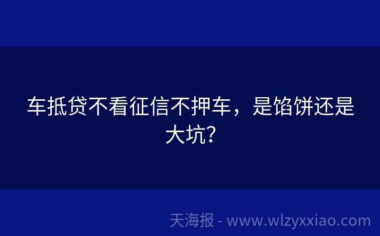 车抵贷不看征信不押车，是馅饼还是大坑？