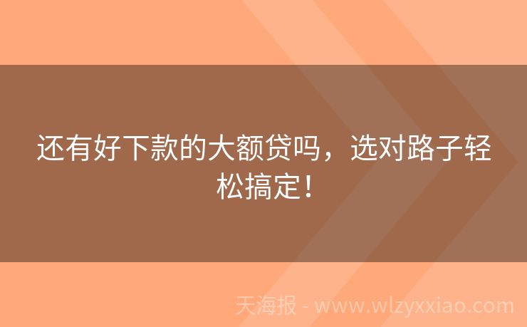 还有好下款的大额贷吗，选对路子轻松搞定！