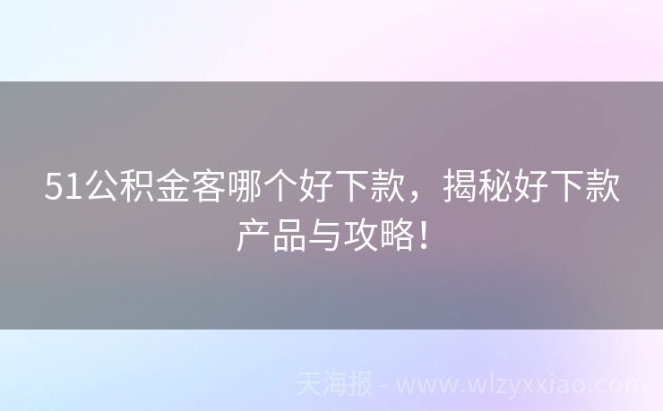 51公积金客哪个好下款，揭秘好下款产品与攻略！