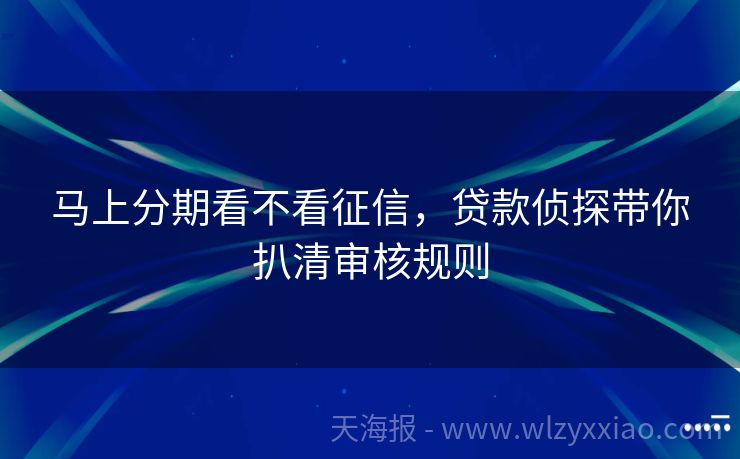 马上分期看不看征信，贷款侦探带你扒清审核规则