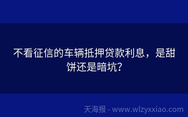 不看征信的车辆抵押贷款利息，是甜饼还是暗坑？