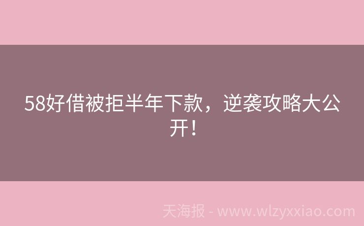 58好借被拒半年下款，逆袭攻略大公开！