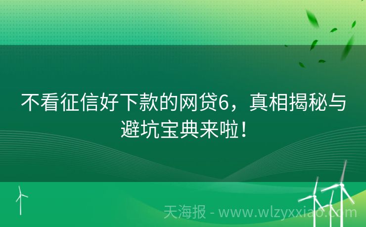 不看征信好下款的网贷6，真相揭秘与避坑宝典来啦！