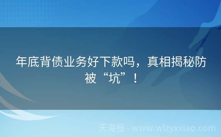 年底背债业务好下款吗，真相揭秘防被“坑”！