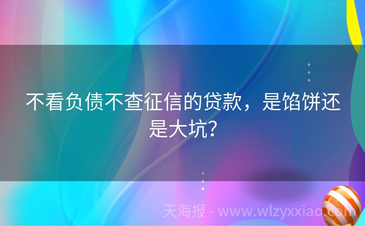 不看负债不查征信的贷款，是馅饼还是大坑？