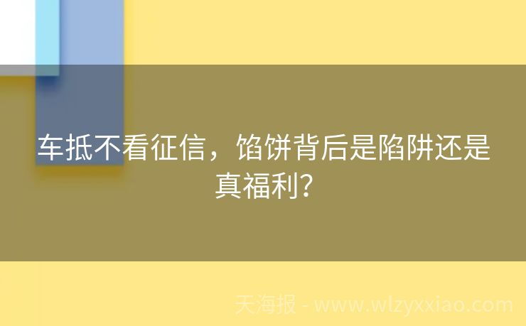 车抵不看征信，馅饼背后是陷阱还是真福利？