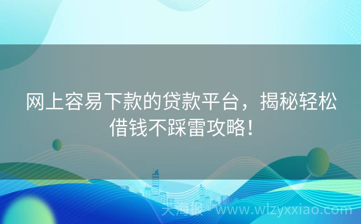 网上容易下款的贷款平台，揭秘轻松借钱不踩雷攻略！