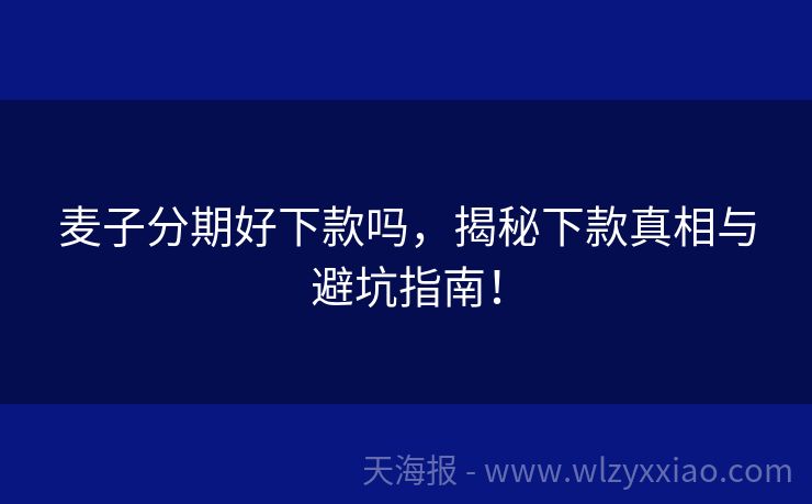 麦子分期好下款吗，揭秘下款真相与避坑指南！