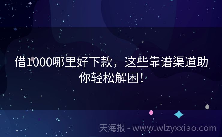 借1000哪里好下款，这些靠谱渠道助你轻松解困！
