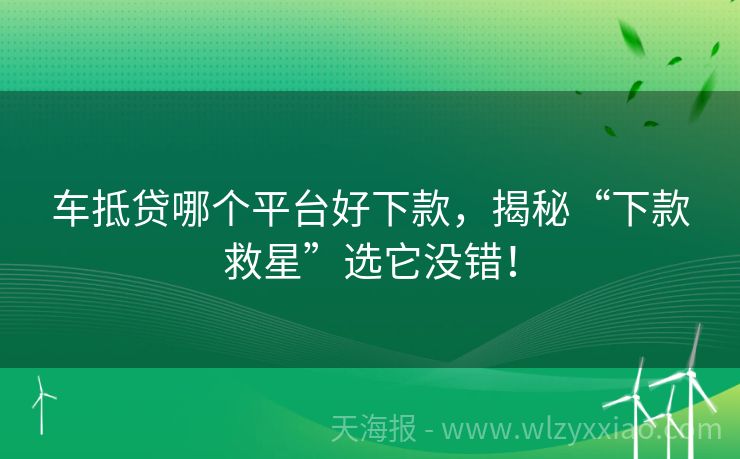 车抵贷哪个平台好下款，揭秘“下款救星”选它没错！