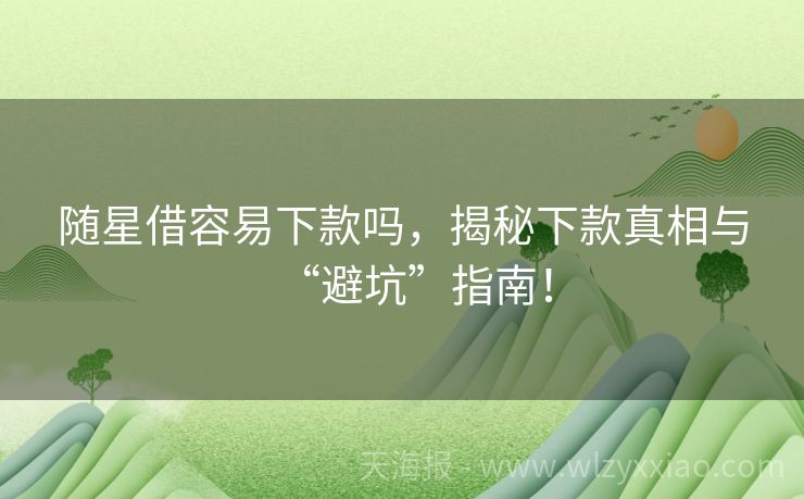 随星借容易下款吗，揭秘下款真相与“避坑”指南！