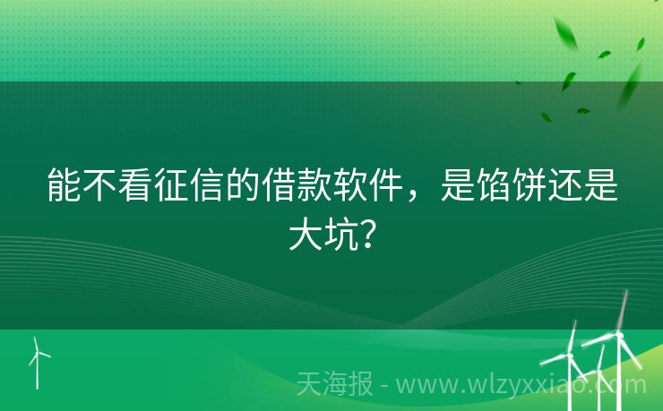 能不看征信的借款软件，是馅饼还是大坑？