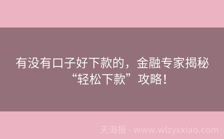有没有口子好下款的，金融专家揭秘“轻松下款”攻略！