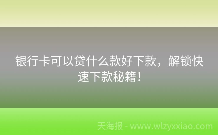 银行卡可以贷什么款好下款，解锁快速下款秘籍！