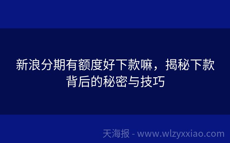 新浪分期有额度好下款嘛，揭秘下款背后的秘密与技巧