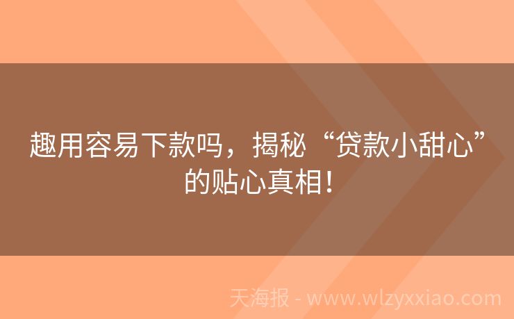 趣用容易下款吗，揭秘“贷款小甜心”的贴心真相！