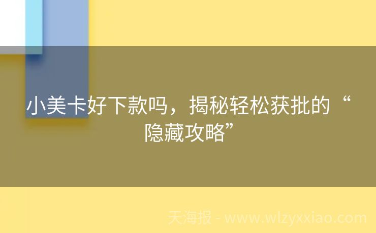 小美卡好下款吗，揭秘轻松获批的“隐藏攻略”