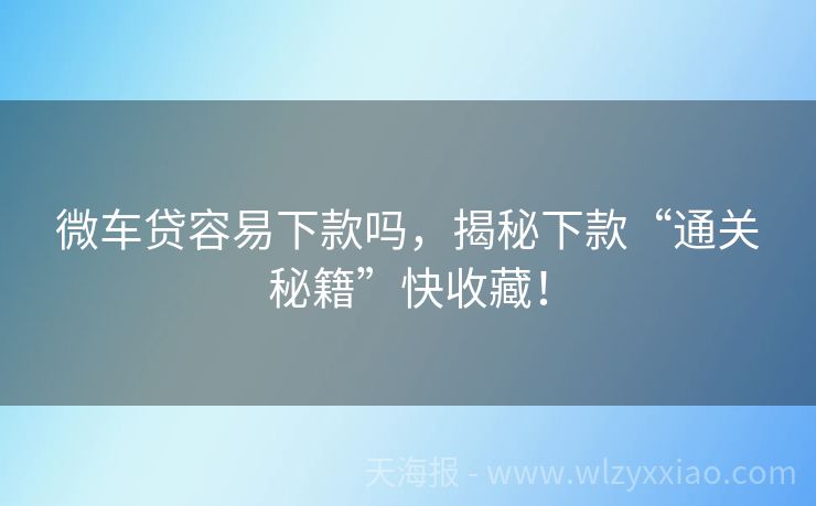微车贷容易下款吗，揭秘下款“通关秘籍”快收藏！