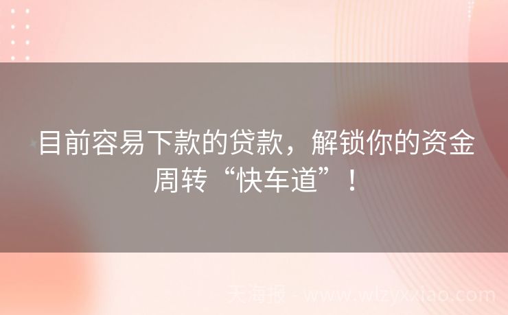 目前容易下款的贷款，解锁你的资金周转“快车道”！