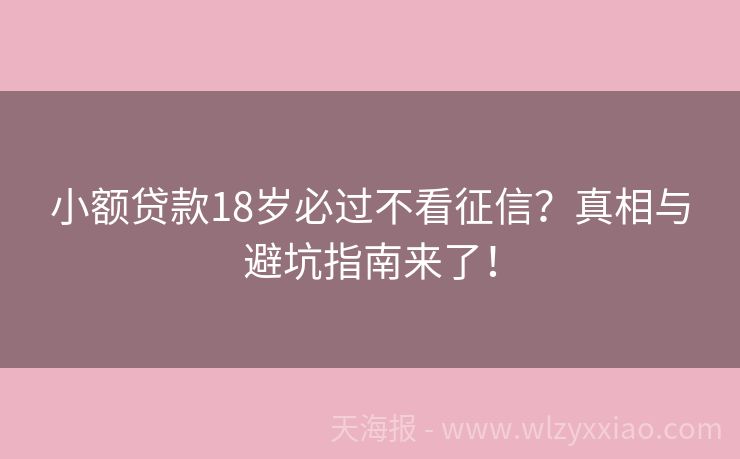 小额贷款18岁必过不看征信？真相与避坑指南来了！