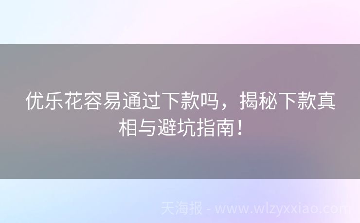 优乐花容易通过下款吗，揭秘下款真相与避坑指南！