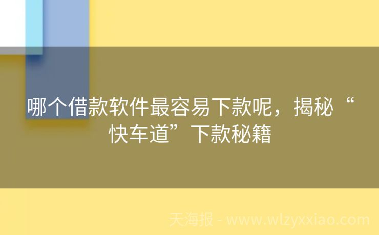 哪个借款软件最容易下款呢，揭秘“快车道”下款秘籍