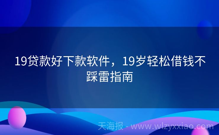 19贷款好下款软件，19岁轻松借钱不踩雷指南