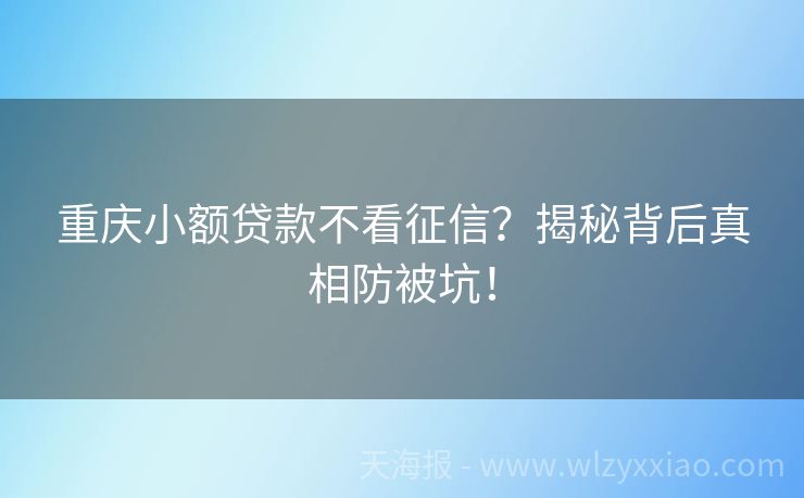 重庆小额贷款不看征信？揭秘背后真相防被坑！