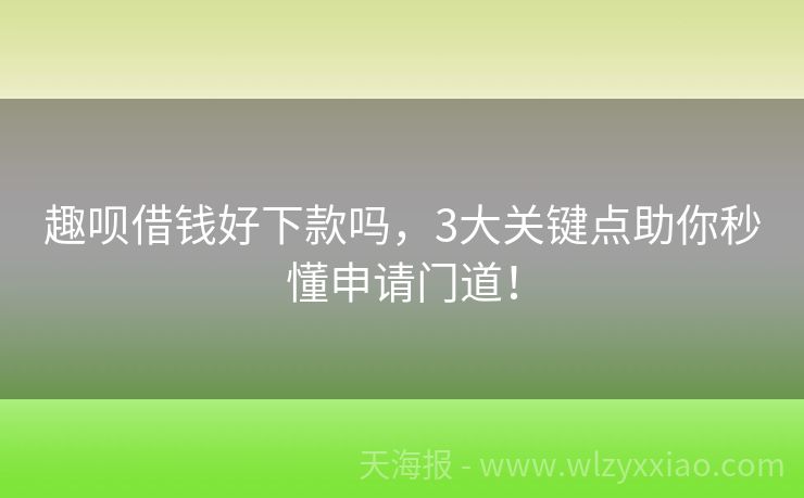 趣呗借钱好下款吗，3大关键点助你秒懂申请门道！
