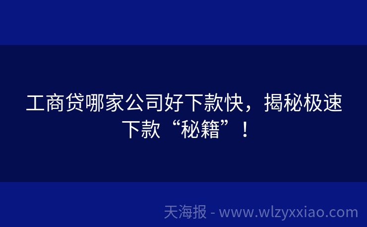 工商贷哪家公司好下款快，揭秘极速下款“秘籍”！