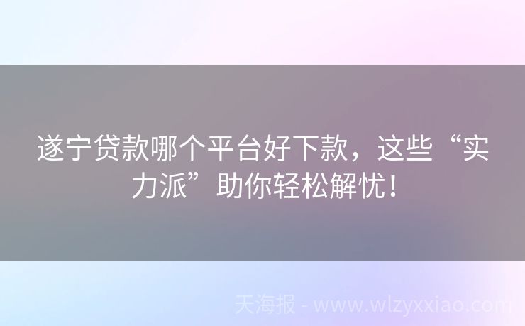 遂宁贷款哪个平台好下款，这些“实力派”助你轻松解忧！