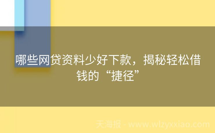哪些网贷资料少好下款，揭秘轻松借钱的“捷径”
