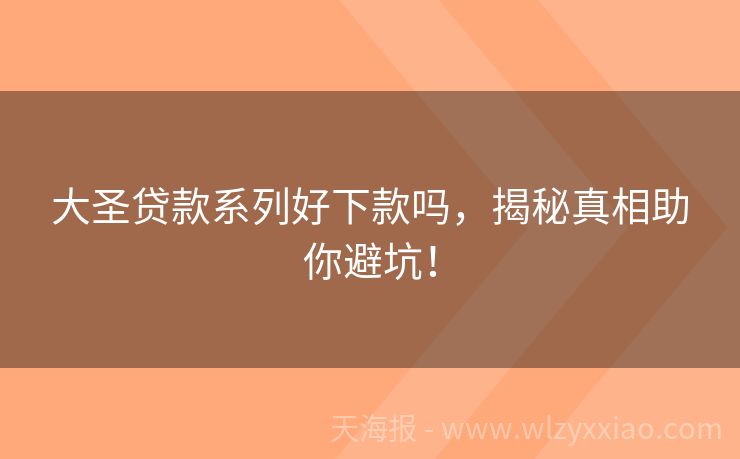 大圣贷款系列好下款吗，揭秘真相助你避坑！