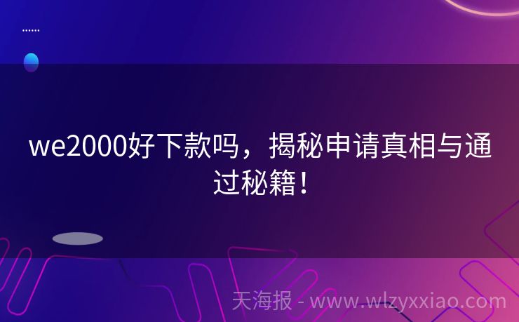we2000好下款吗，揭秘申请真相与通过秘籍！