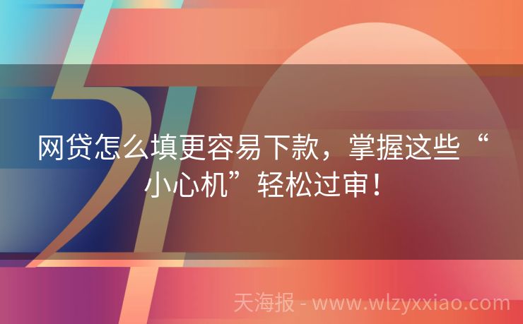 网贷怎么填更容易下款，掌握这些“小心机”轻松过审！
