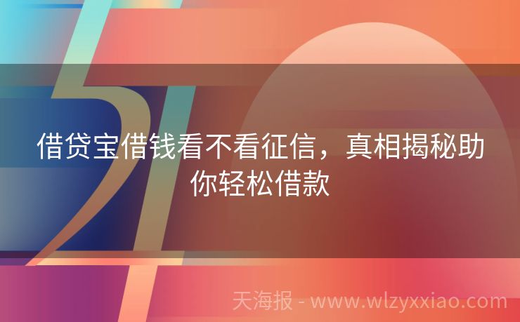 借贷宝借钱看不看征信，真相揭秘助你轻松借款