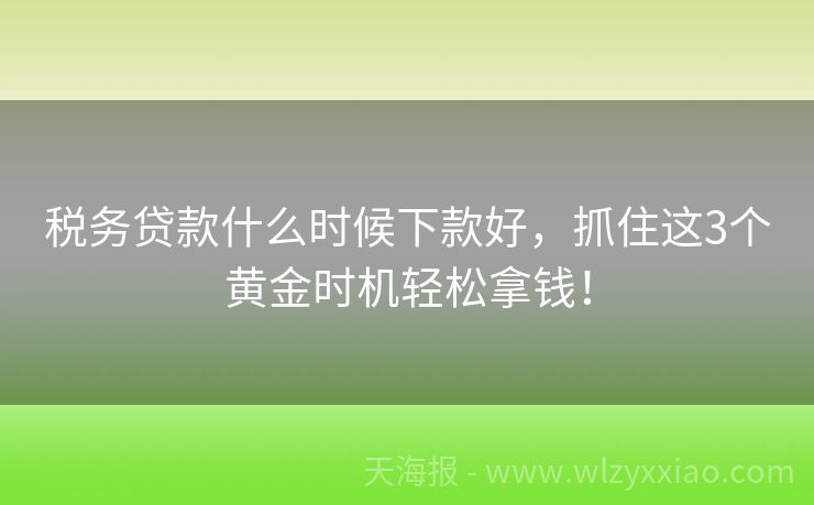 税务贷款什么时候下款好，抓住这3个黄金时机轻松拿钱！