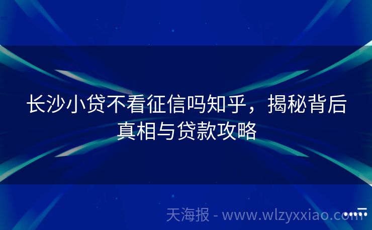 长沙小贷不看征信吗知乎，揭秘背后真相与贷款攻略