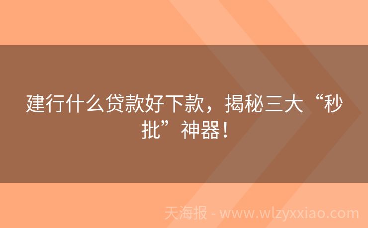 建行什么贷款好下款，揭秘三大“秒批”神器！