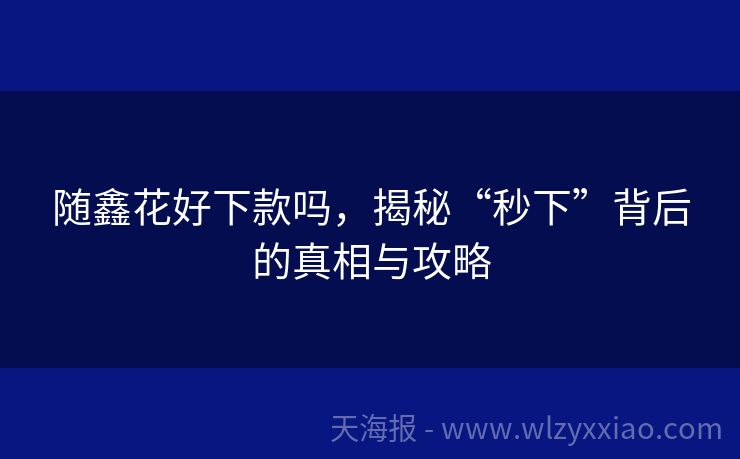 随鑫花好下款吗，揭秘“秒下”背后的真相与攻略