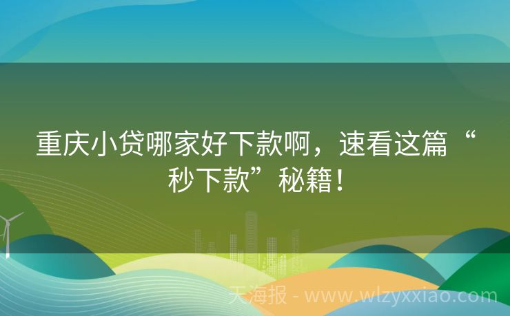 重庆小贷哪家好下款啊，速看这篇“秒下款”秘籍！