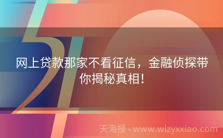 网上贷款那家不看征信，金融侦探带你揭秘真相！