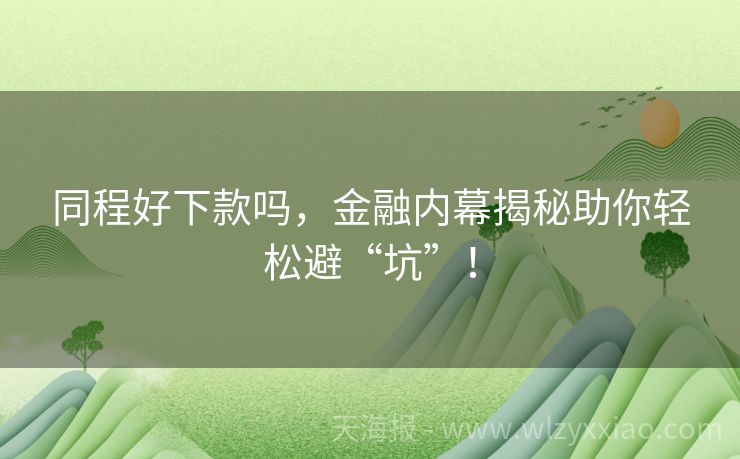 同程好下款吗，金融内幕揭秘助你轻松避“坑”！