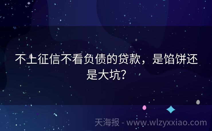 不上征信不看负债的贷款，是馅饼还是大坑？