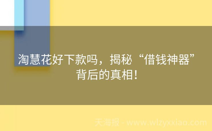 淘慧花好下款吗，揭秘“借钱神器”背后的真相！