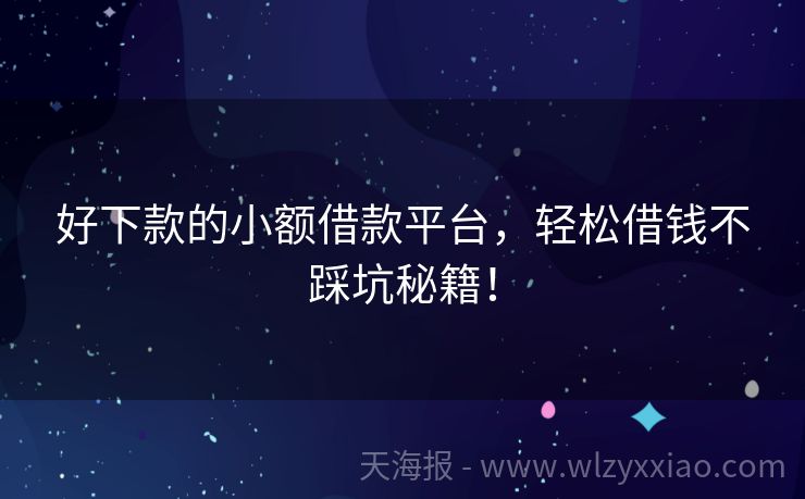 好下款的小额借款平台，轻松借钱不踩坑秘籍！